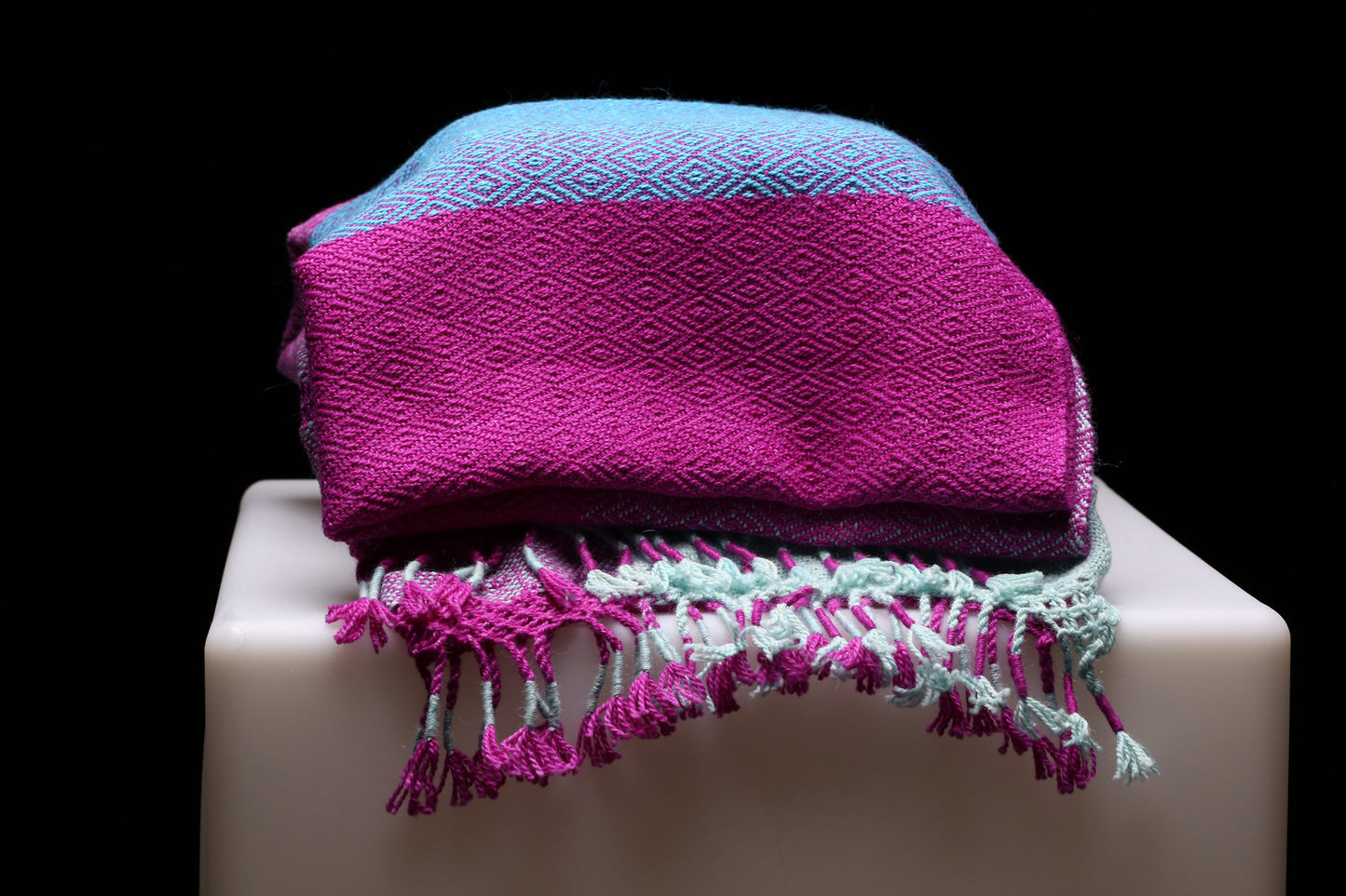 Alpaca Shawl - Pink & Light Blue