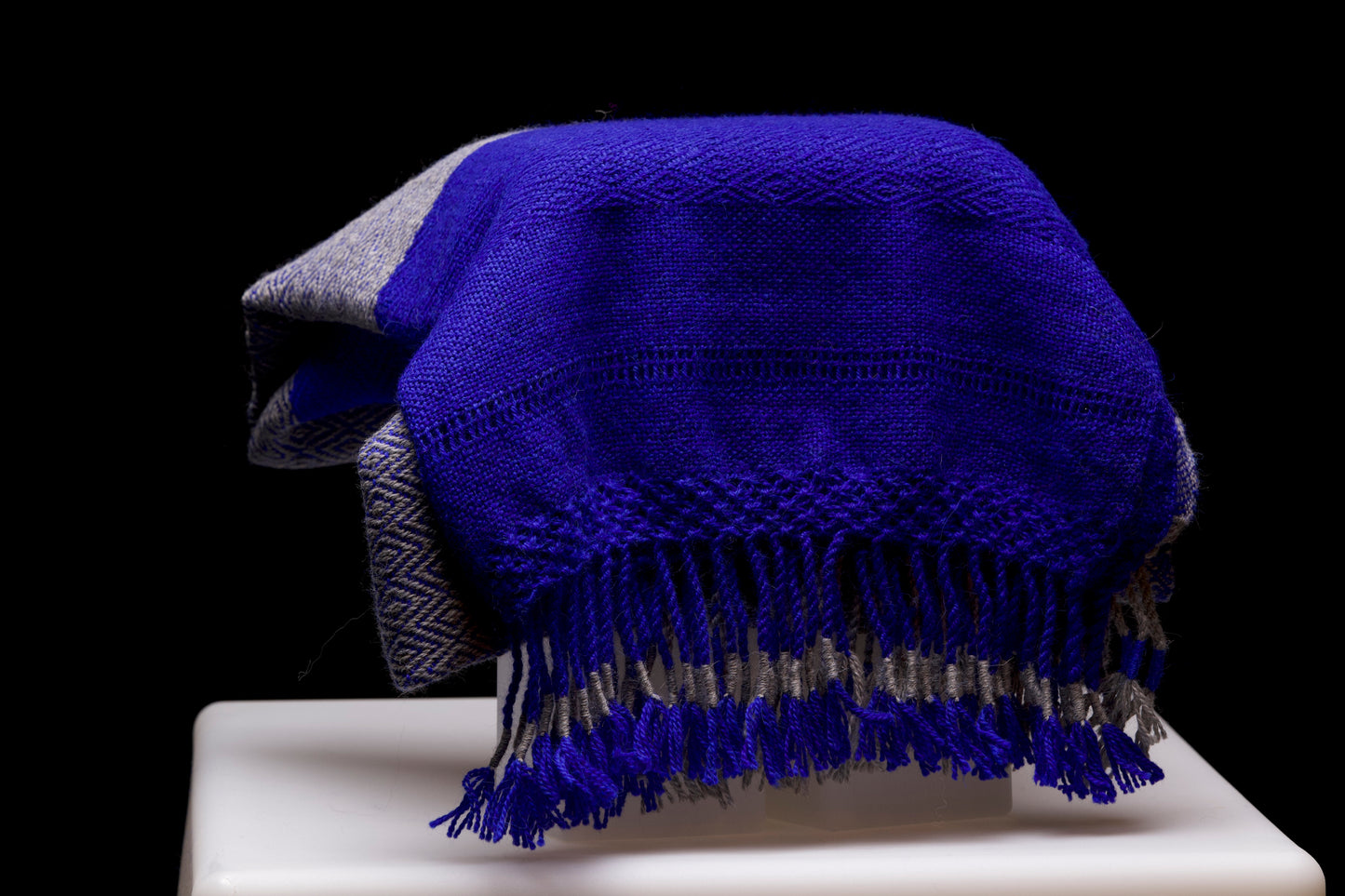 Alpaca Shawl - Blue and Grey
