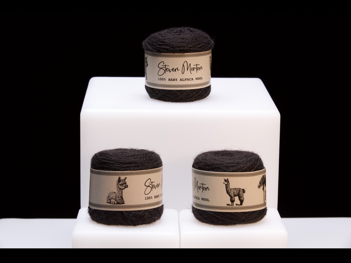 Baby Alpaca Yarn - Natural Black - (Set of 3)