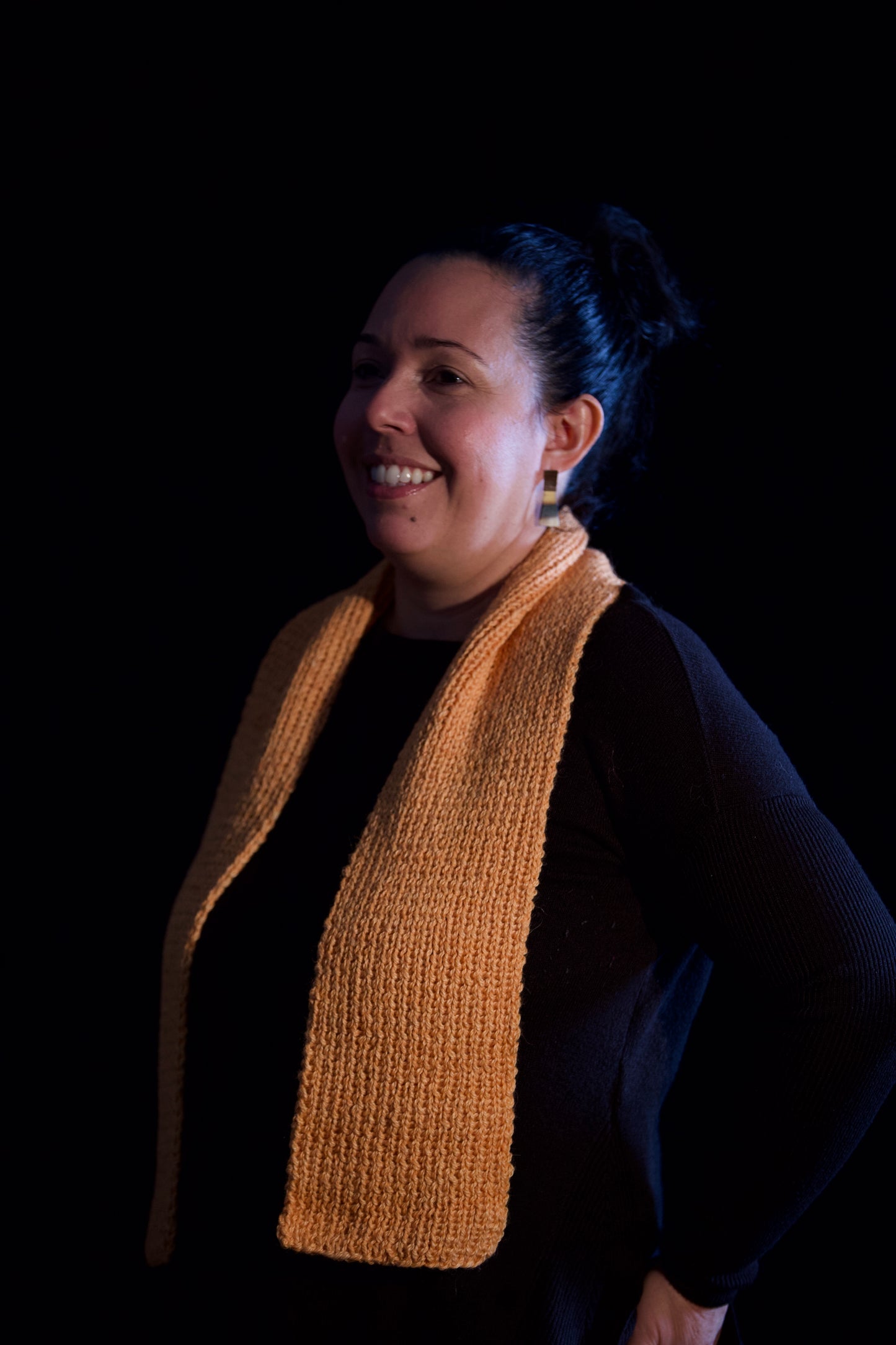 Alpaca Scarf - Apricot Needle Knitted (Minimalist Version)